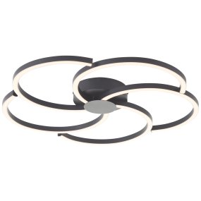 Fico Ø52 Zwart plafondlamp Van Brilliant - De diameter is 52 cm en de lichtsterkte is 3300 lumen, wat zorgt voor een heldere en uitnodigende sfeer in elke kamer.