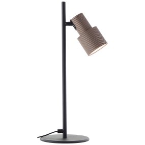 Cadiz 42cm Matzwart bureaulamp Van Brilliant - De lamp heeft een verstelbare lampenkop met een geborstelde bronzen afwerking, wat zorgt voor een optimale lichtverdeling.