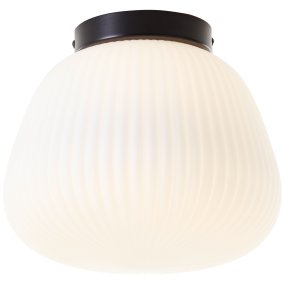 Kaizen Ø25 Wit plafondlamp Van Brilliant - Kaizen plafond is een stijlvolle plafondlamp met een metalen voet en een witte gecanneleerde glazen kap.