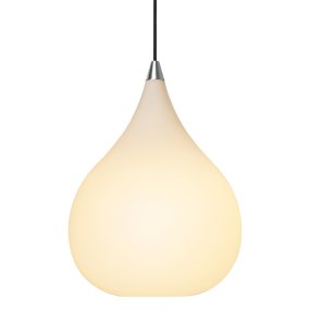 Drops Ø30 Wit hanglamp Van Halo Design - De kap van mondgeblazen opaalglas zorgt voor een fijne lichtverspreiding en in combinatie met de details in geborsteld aluminium draagt de lamp bij aan een mooie sfeer in de kamer.