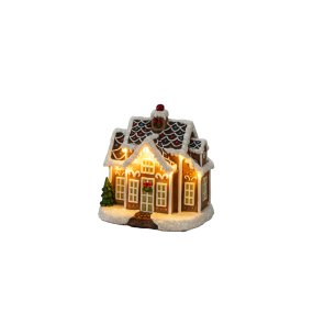 Peperkoekhuisje LED Bruin Van Konstsmide - Schattig peperkoekenhuisje met 9 LED-lampjes die de magie van Kerstmis verlichten met een warm wit licht.