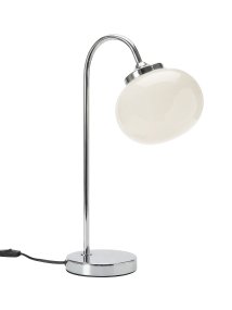 Elsy 50cm Wit tafellamp Van PR Home - De handgemaakte glazen kap in een zachtwitte tint geeft elke lamp een uniek karakter, terwijl de verchroomde metalen details een stijlvol en tijdloos geheel vormen.