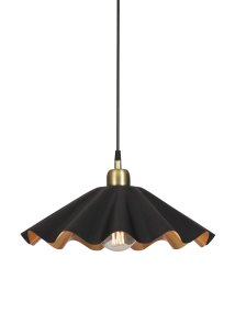 Aira Ø40 Zwart Van PR Home - De Aira plafondlamp heeft een matzwarte afwerking met een messingkleurige binnenkant.