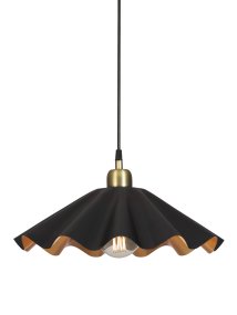 Aira Ø50 Zwart Van PR Home - De Aira plafondlamp heeft een matzwarte afwerking met een messingkleurige binnenkant.