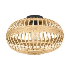 Amsfield Ø45 Natuur plafondlamp Van Eglo - Deze plafondlamp van prachtig gevlochten rotan verspreidt een warme en natuurlijke gloed die een uitnodigende sfeer in de kamer creëert.