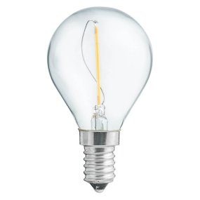LED E14 bollamp 1W 2700K Van Unison - Een LED-bollamp met helder glas en E14-fitting.