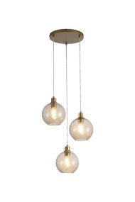 Radiance Ø46 Goud hanglamp Van Searchlight - De kappen hangen aan een plafondplaat met een gouden afwerking, wat zorgt voor een stijlvolle en verfijnde uitstraling.