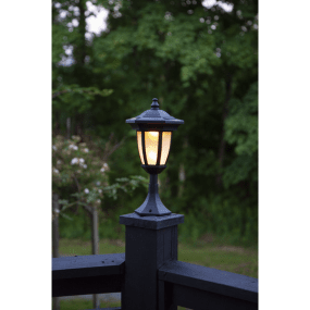 Flame Zwart solarlamp Van Star Trading - De lantaarn kan op 4 verschillende manieren gebruikt worden: Aan de muur of op tafel/paalhoogte ca.
