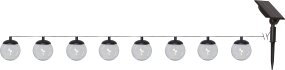 Globe Zwart solarlamp Van Star Trading - Het paneelgedeelte zelf is met een kabel van 170 cm vanaf de laatste bol bevestigd, hierdoor kan het paneel eenvoudig in direct zonlicht worden geplaatst, wat nodig is om de meegeleverde batterij op te laden.