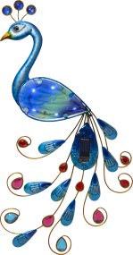 Peacock Multifunctioneel solarlamp Van Star Trading - De decoratieve wandlamp Peacock op zonnecellen is een kleurrijke en decoratieve lamp in de vorm van een elegante pauw.
