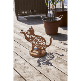 Oxicat Roest solarlamp Van Star Trading - Hij is zowel aan als uit prachtig en perfect voor op een trap, in een bloembed of op het balkon.