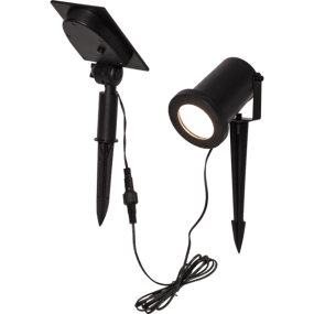 Powerspot Zwart solarlamp Van Star Trading - Het paneel zelf heeft een kabel van 2 meter, waardoor het gemakkelijk is om het paneel in direct zonlicht te plaatsen, wat nodig is om de batterijen op te laden.