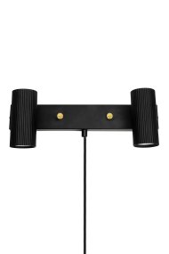 Hubble Zwart leeslamp Van Globen Lighting - Wandlamp Hubble is een moderne wandlamp met twee buisvormige en gecanneleerde kappen van metaal.