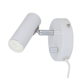 Mini Wit leeslamp Van Oriva - Er zit een beweegbare spot op en een schakelaar met ingebouwde dimmer.