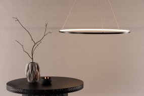 Rödäng Ø100 Zwart hanglamp Van Venture Design - Met een zwart aluminium frame en LED-lampjes die voor een aangenaam licht zorgen, heeft u een ideale lamp om boven de eettafel te hangen.