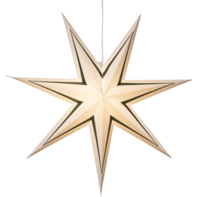 Stripe Ø77 Wit/groen Van Star Trading - Koop een snoerhouder en een lichtbron om de ster te verlichten.