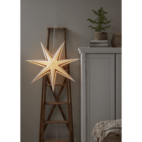 Stripe Ø77 Wit/rood Van Star Trading - Koop een snoerhouder en een lichtbron om de ster te verlichten.