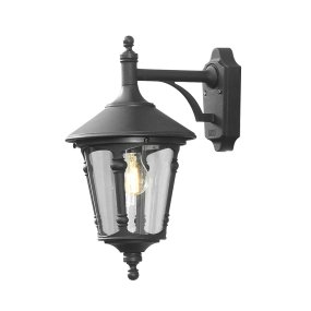 Virgo Zwart buitenlamp Van Konstsmide - Maak een indrukwekkende eerste indruk en geef uw buitenmuur een stijlvolle verlichtingsoplossing die traditie combineert met functionaliteit!