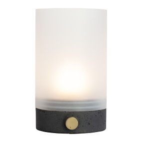 Cozy 20cm Grijs Draagbare Van Dyberg Larsen - Hij laadt eenvoudig op via USB-C en is compact genoeg om op uw bureau te plaatsen.