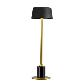 Yoyo LED 33cm Messing Draagbare Van Dyberg Larsen - De soepele aanraakfunctie aan de bovenkant regelt drie lichtniveaus, waardoor het perfect is voor plaatsen met beperkte ruimte - zoals op een smalle vensterbank, op een kleinere tafel of in een groepje op; de eettafel voor een stijlvolle tafelsetting.