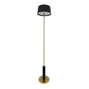 Yoyo LED 125cm Messing Draagbare Van Dyberg Larsen - Med en bas och stomme i m&auml;ssings, kombinerat med en sk&auml;rm i borstad svart metall, blir Yoyo en elegant inredningsdetalj.