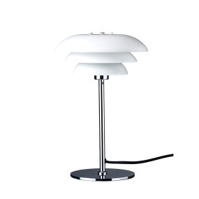 DL20 30cm Chroom tafellamp Van Dyberg Larsen - De DL20 met opaalglas en chromen voet geeft uw huis een elegante en stijlvolle upgrade.