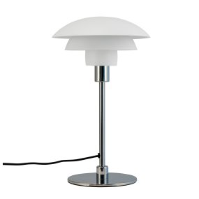 Morph 35cm Wit tafellamp Van Dyberg Larsen - De lamp wordt geleverd met een 1,6 meter lang stoffen snoer en heeft een aan/uit-schakelaar aan de bovenkant.