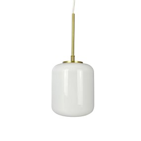 Silvia Ø15 Messing hanglamp Van Dyberg Larsen - Silvia is een serie plafondlampen van mondgeblazen opaalglas met een glanzend oppervlak, een fitting van messing en een wit textielsnoer.