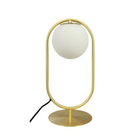 Reims 40cm Messing/wit tafellamp Van Dyberg Larsen - Met een 1,6 meter lang zwart stoffen snoer en een praktische aan-/uitschakelaar is Reims zowel stijlvol als functioneel.