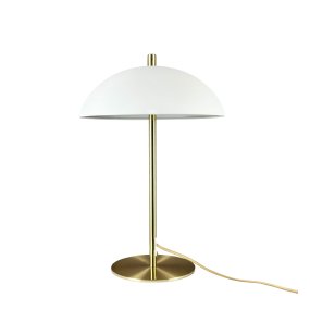 Globus 44cm Messing/beige Van Dyberg Larsen - De lamp is gemaakt van metaal en combineert een zachte beige tint met details in een messing afwerking, wat zorgt voor een harmonieuze en moderne uitstraling.