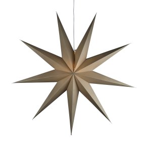 Papieren ster Ø115 Beige Van Konstsmide - Met zijn negen punten en een royale diameter van 115 cm is het een prachtige blikvanger voor het raam of als hanglamp in de kamer.