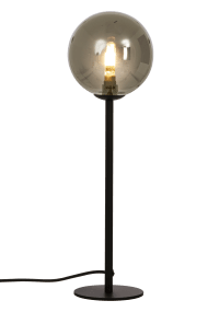 Molekyl 43cm Rookgrijs tafellamp Van Aneta Lighting - Met zijn kap van gerookt glas en minimalistische metalen voet zorgt hij voor een verfijnde verlichting die in elke kamer een warme sfeer cre&euml;ert.
