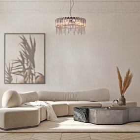 Hail Ø60 Chroom kristal Van Maytoni - Een perfecte kroonluchter voor de hal, woonkamer of boven de eettafel - waar het met zijn glamoureuze design het hele interieur verlicht en optilt.