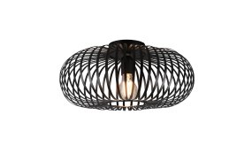 Johann Ø40 Zwart plafondlamp Van Trio Lighting - De JOHANN plafondlamp combineert elegante metalen beugels met een stijlvolle lampenkap, waardoor een uniek lichtspel ontstaat dat een prachtig patroon op het plafond verspreidt.