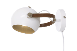 Bow Wit leeslamp Van Aneta Lighting - Bow wandlamp in wit gelakt metaal met details in chroom en zwart leer.