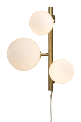 Molekyl 36cm Mat messing wandlamp Van Aneta Lighting - Dimmer op het snoer en aansluiting met stekker.