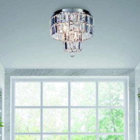 Empire Ø34 Chroom badkamerlamp Van Searchlight - Het elegante design van de lamp en het prachtige lichtspel creëren een luxueuze sfeer die uw kamer direct transformeert.
