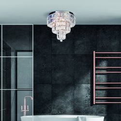 Empire Ø50 Chroom badkamerlamp Van Searchlight - Het elegante design van de lamp en het prachtige lichtspel creëren een luxueuze sfeer die uw kamer direct transformeert.