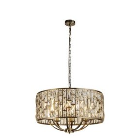 Bijou Ø64 Antiek messing kristal Van Searchlight - De geglazuurde glasdetails zorgen voor prachtige lichteffecten wanneer de lamp brandt en cre&euml;ren een warme en uitnodigende sfeer in de kamer.
