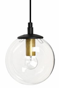 Perla W Ø16 Messing hanglamp Van Hallbergs - Door de combinatie van de ronde, heldere glazen bol en het elegante metaal in messing en zwart, trekt Perla alle aandacht in de kamer.