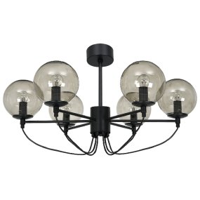Perla 6 Ø78 Zwart plafondlamp Van Hallbergs - In combinatie met de zwarte metalen details is de lamp een gegarandeerde blikvanger in uw interieur!