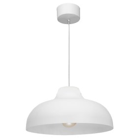 Basca Ø40 Wit hanglamp Van Hallbergs - De ronde, witte metalen kap zorgt voor een mooie lichtspreiding in de kamer en creëert een gezellige sfeer.
