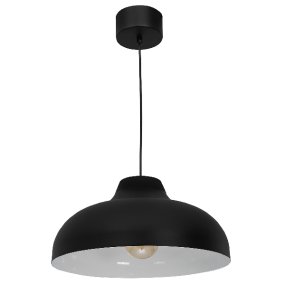 Basca Ø40 Zwart Van Hallbergs - De ronde metalen kap met witte binnenkant zorgt voor een mooie lichtspreiding in de kamer en creëert een gezellige sfeer.