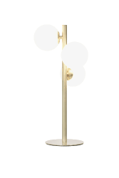 Molekyl 46cm Mat messing tafellamp Van Aneta Lighting - Molekyl tafellamp met een matte messing voet en 3 opaalwitte glazen kappen.