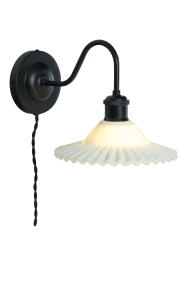Silvia 30cm Zwart en wit wandlamp Van Aneta Lighting - Past in de meeste kamers en creëert een zacht, decoratief licht dat bijdraagt aan een uitnodigende sfeer.