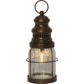 Aina Bronzen Van Star Trading - Klassieke en stijlvolle lantaarn van metaal en glas die een gezellige, warme witte gloed verspreidt.