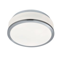 Cheese Ø23 Zilver badkamerlamp Van Searchlight - De matwitte kap zorgt voor zacht en aangenaam licht en creëert een ontspannen en uitnodigende sfeer.