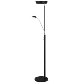 Vegas Zwart vloerlamp Van Halo Design - Dankzij het slimme 2-in-1-ontwerp beschikt de lamp over zowel een krachtige uplight die een aangenaam algemeen licht creëert als een flexibele locklight voor gerichte verlichting.