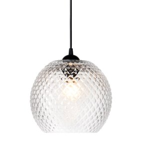 Nobb Ø22 Duidelijk hanglamp Van Halo Design - Geef uw huis een elegante touch met Nobb &ndash; Een stijlvolle en tijdloze plafondlamp met een bolvormige kap van gepatroneerd glas.