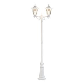 Firenze 220cm Wit lantaarnpaal Van Konstsmide - De Firenzew-arm paal is een klassieke en elegante buitenlamp met twee armen.